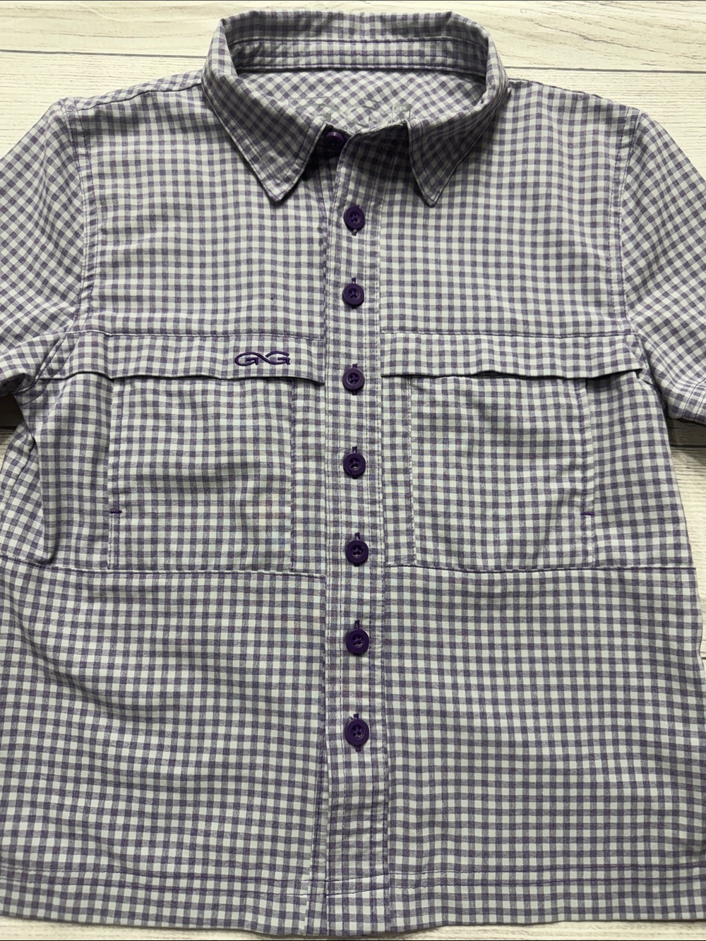 GameGuard Outdoors Boys Lavender Gingham Button-Down Shirt